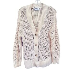 Primark Rita Ora Open Knit Cardigan Sweater Women's Medium Cream‎ Cotton NWOT